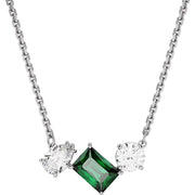 Swarovski Mesmera Rhodium Plated Mixed Cut Green Crystal Necklace