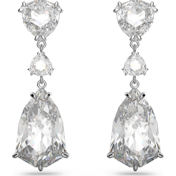 Swarovski Mesmera Rhodium Plated White Crystal Mixed Cut Drop Earrings 5652038