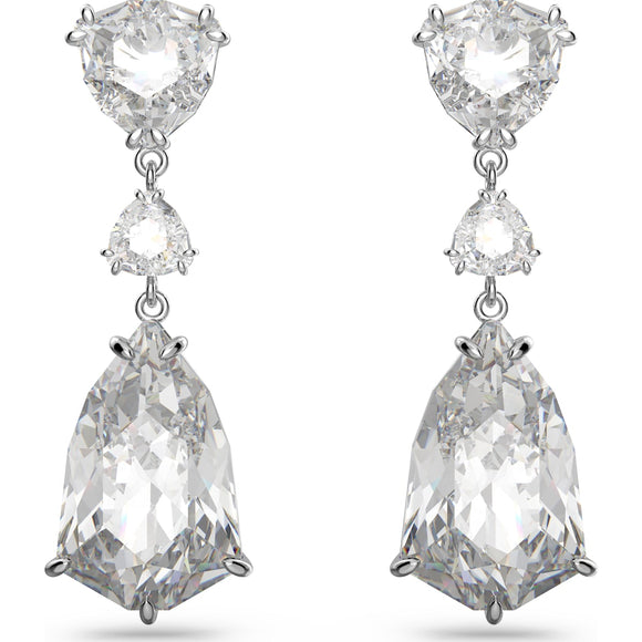 Swarovski Mesmera Rhodium Plated White Crystal Mixed Cut Drop Earrings 5652038