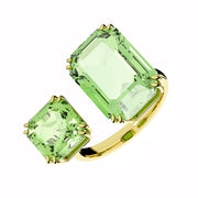 Swarovski Millenia Gold Tone Plated Green Crystal Octagon Cut Cocktail Ring Size 52
