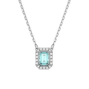 Swarovski Millenia Rhodium Plated Blue Crystal Octagon Cut Necklace, 5640289