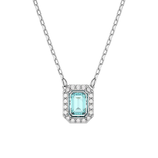 Swarovski Millenia Rhodium Plated Blue Crystal Octagon Cut Necklace, 5640289