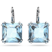 Swarovski Millenia Rhodium Plated Blue Crystal Square Cut Drop Earrings 5619472