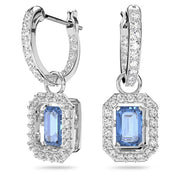 Swarovski Millenia Rhodium Plated Octagon Cut Blue Crystal Drop Earrings, 5619500.