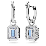 Swarovski Millenia Rhodium Plated Octagon Cut Blue Crystal Drop Earrings, 5619500_2.