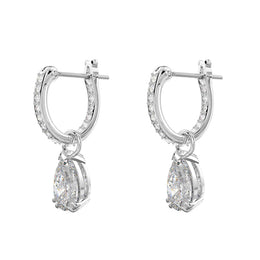Swarovski Millenia Rhodium Plated White Crystal Pear Cut Hoop Earrings, 5636716
