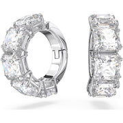 Swarovski Millenia Rhodium Plated White Crystal Square Cut Clip Earrings 5654557