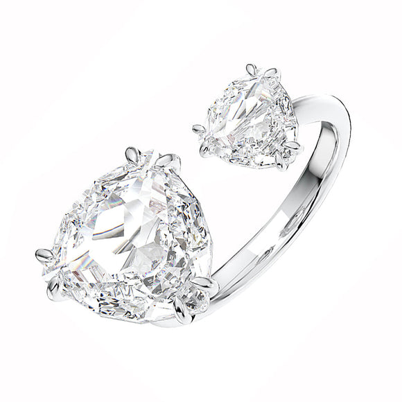 Swarovski Millenia Rhodium Plated White Crystal Trilliant Cut Ring Size 52