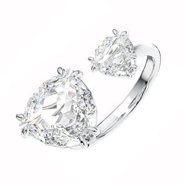 Swarovski Millenia Rhodium Plated White Crystal Trilliant Cut Ring Size 52