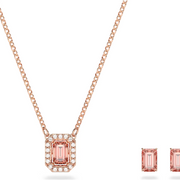 Swarovski Millenia Rose Gold Tone Plated Octagon Cut Pink Crystal Set 5620548