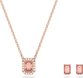 Swarovski Millenia Rose Gold Tone Plated Octagon Cut Pink Crystal Set 5620548