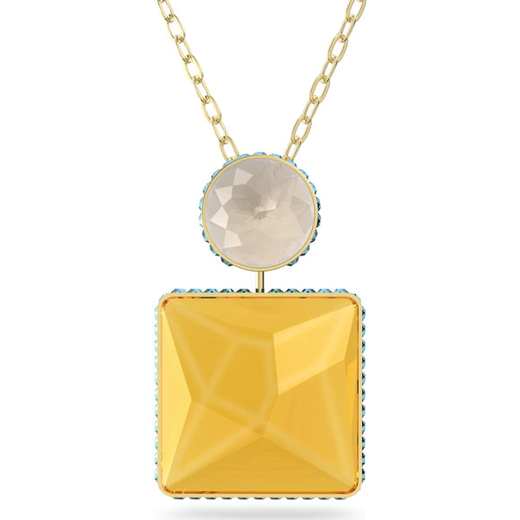 Swarovski Orbita Gold Tone Plated Multicoloured Crystal Square Cut Necklace, 5600513