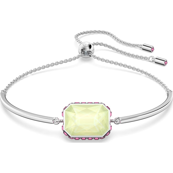 Swarovski Orbita Rhodium Plated Multicoloured Crystal Octagon Cut Adjustable Bracelet, 5616642