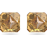 Swarovski Ortyx Gold Tone Plated Yellow Crystal Pyramid Cut Stud Earrings, 5613680