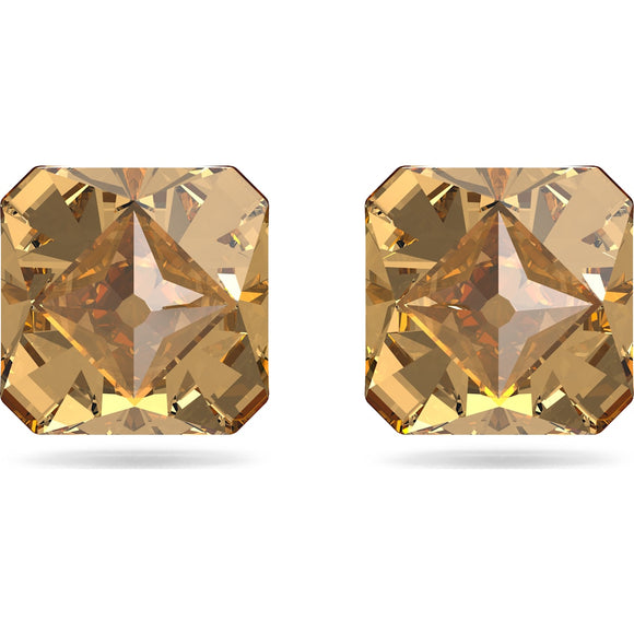 Swarovski Ortyx Gold Tone Plated Yellow Crystal Pyramid Cut Stud Earrings, 5613680