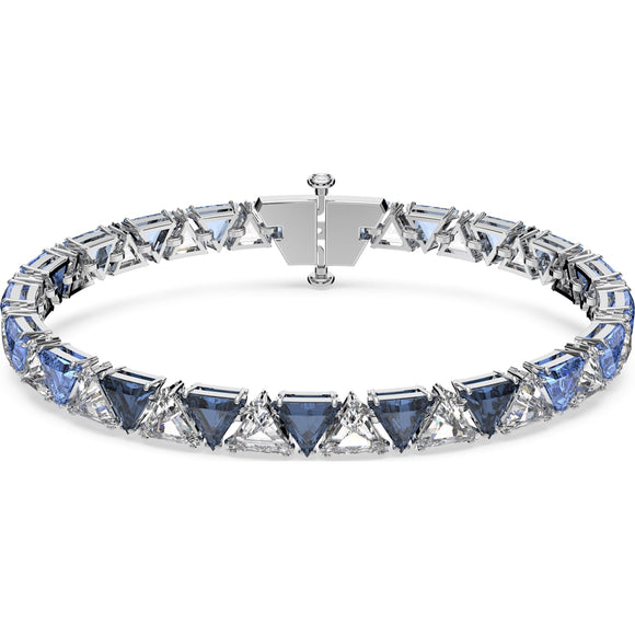 Swarovski Ortyx Rhodium Plated Blue Crystal Triangle Cut Bracelet, 5614925