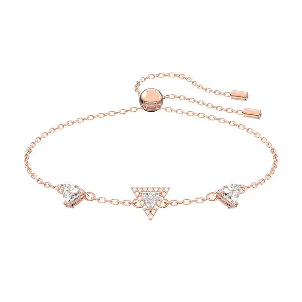Swarovski Ortyx Rose Gold Tone Plated White Crystal Triangle Cut Adjustable Bracelet 5643737