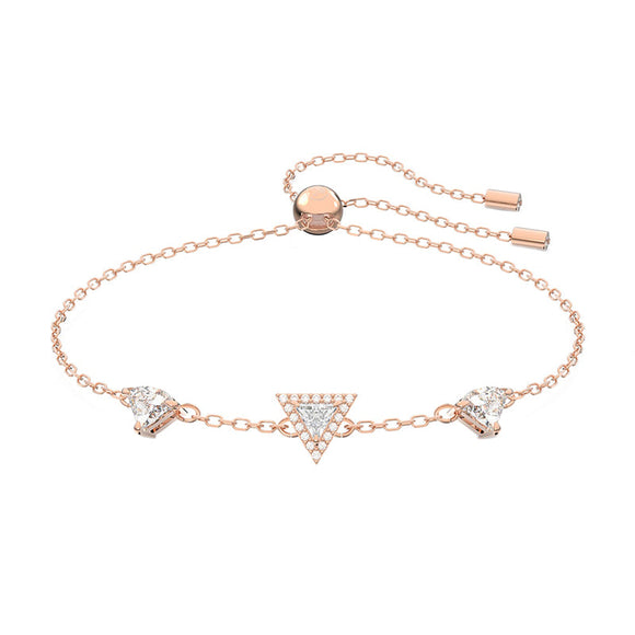 Swarovski Ortyx Rose Gold Tone Plated White Crystal Triangle Cut Adjustable Bracelet 5643737