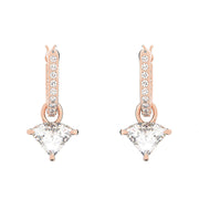 Swarovski Ortyx Rose Gold Tone Plated White Crystal Triangle Cut Earrings 5643738