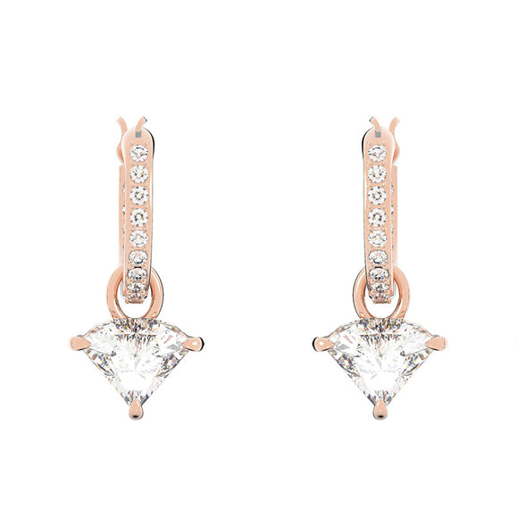Swarovski Ortyx Rose Gold Tone Plated White Crystal Triangle Cut Earrings 5643738