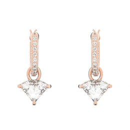 Swarovski Ortyx Rose Gold Tone Plated White Crystal Triangle Cut Earrings 5643738