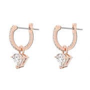 Swarovski Ortyx Rose Gold Tone Plated White Crystal Triangle Cut Earrings 5643738