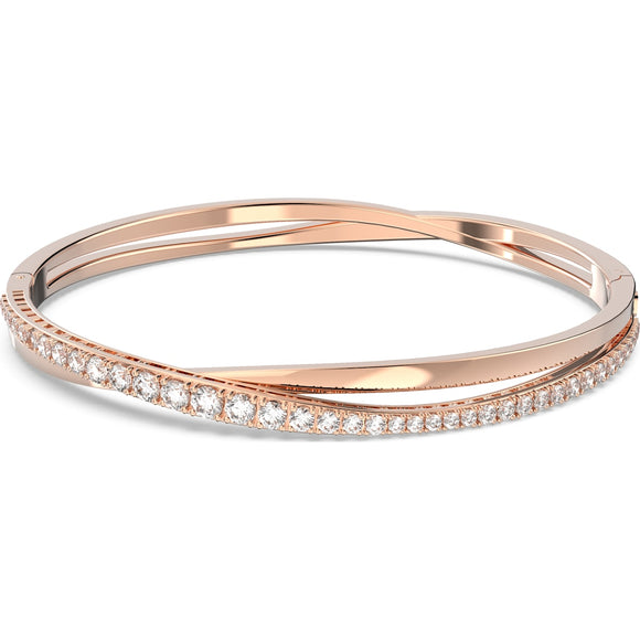 Swarovski Rose Gold Tone Plated White Crystal Twist Bracelet, 5620552