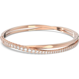 Swarovski Rose Gold Tone Plated White Crystal Twist Bracelet, 5620552
