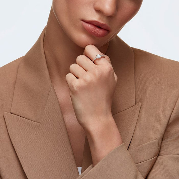 Swarovski Rose Gold White Crystal Attract Round Ring - Size 60, 5184204_3.