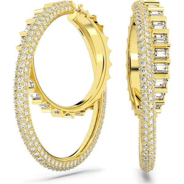 Swarovski Rota Gold Tone Plated Mixed Cut Hoop Earrings 5629906