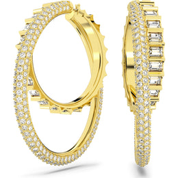 Swarovski Rota Gold Tone Plated Mixed Cut Hoop Earrings 5629906
