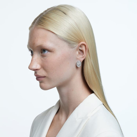 Swarovski Signum Rhodium Plated White Crystal Swan Stud Earrings, 5621097_3.