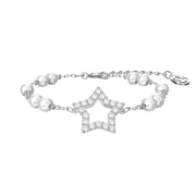 Swarovski Stella Rhodium Plated White Crystal Pearls Star Bracelet, 5645385