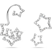 Swarovski Stella Rhodium Plated White Crystal Star Ear Cuff Earrings Set, 5617757