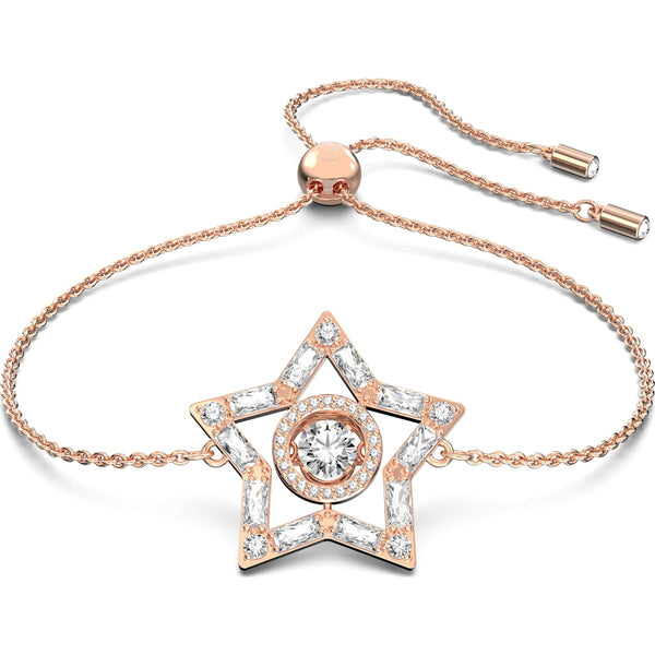 Swarovski Stella Rose Gold Tone Plated White Crystal Star Adjustable Bracelet D