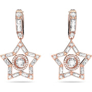 Swarovski Stella Rose Gold Tone Plated White Crystal Star Hoop Earrings, 5617769