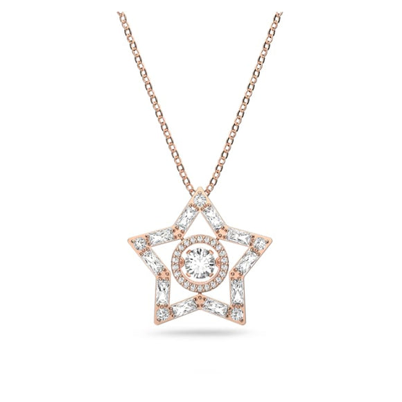 Swarovski Stella Rose Gold Tone Plated White Crystal Star Necklace, 5617766.