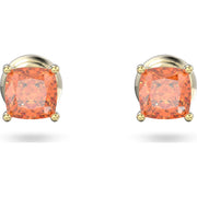Swarovski Stilla Gold Tone Plated Orange Crystal Cushion Cut Stud Earrings, 5639123