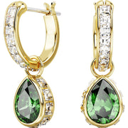 Swarovski Stilla Gold Tone Plated Pear Cut Green Crystal Earrings