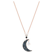 Swarovski Symbolic Rose Gold Tone Plated Multicolour Crystal Moon And Star Necklace, 5489534.