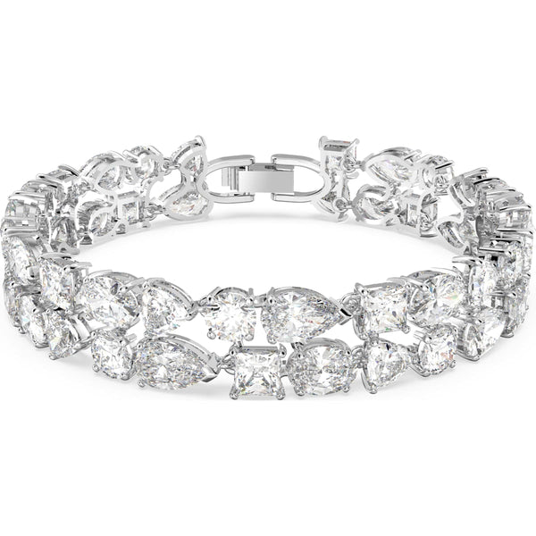 Swarovski Tennis Rhodium Plated White Crystal Mixed Cuts Deluxe Bracelet, 5562088