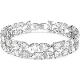 Swarovski Tennis Rhodium Plated White Crystal Mixed Cuts Deluxe Bracelet, 5562088