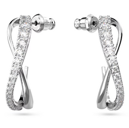 Swarovski Timeless Rhodium Plated White Crystal Twist Hoop Earrings 5563908