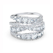 Swarovski Twist Rhodium Plated White Crystal Wrap Ring - Size 52