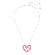 Swarovski Una Rhodium Plated Medium Pink Heart Necklace, 5631931.