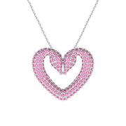 Swarovski Una Rhodium Plated Medium Pink Heart Necklace, 5631931.