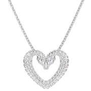 Swarovski Una Rhodium Plated White Crystal Heart Pendant 5625533