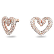 Swarovski Una Small Rose Gold Tone Plated Crystal Heart Stud Earrings, 5628659_2.