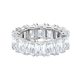 Swarovski Vittore Wide Rhodium Plated Ring - Size 50
