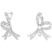 Swarovski Volta Rhodium Plated White Crystal Bow Drop Earrings 5647582